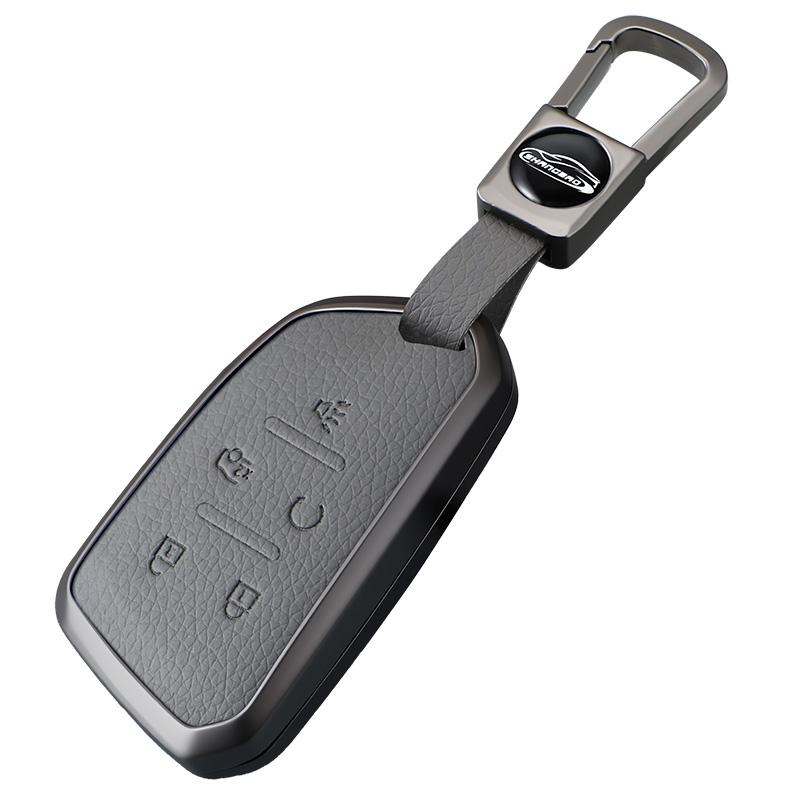 5 Bottons Zinc Alloy Auto Key Fob Cover Case Housing Fit For Cadillac Ct4 Ct4-V Ct5 C8 Corvette Lyriq - Key Ring Auto Accessories