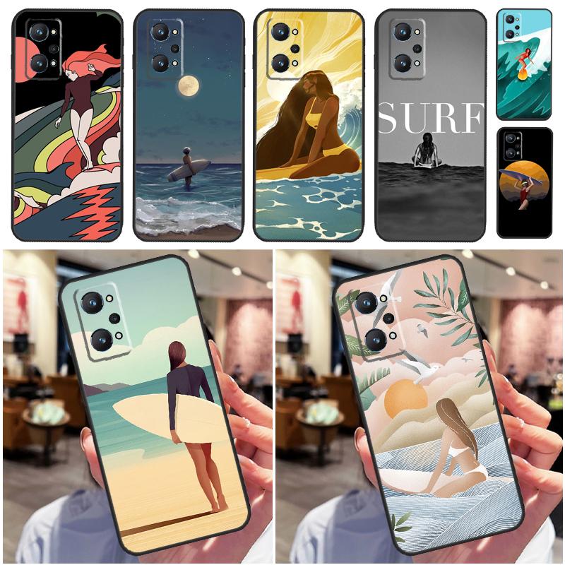 

Доска для серфинга Surfing Girl для Realme 10 8 9 Pro Plus 8i 9i C30 C35 C21Y C25Y C11 C15 C31 GT Neo 2 3 T GT Master Case Realme GT Neo3