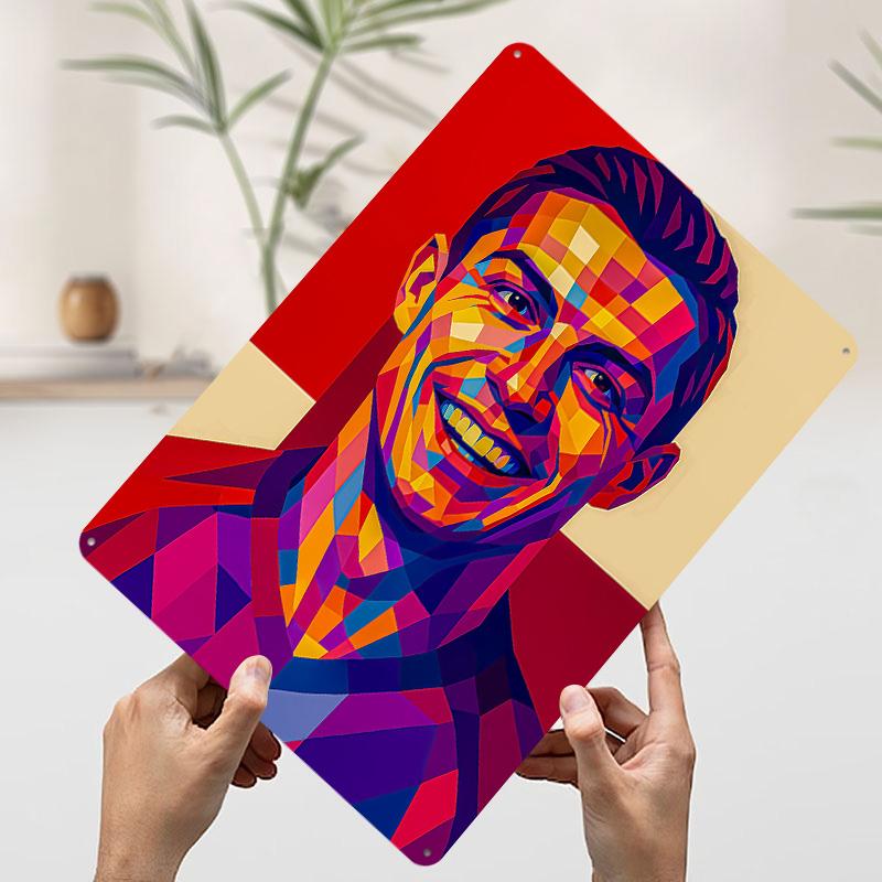 

Cristiano Ronaldo Pop Art Portrait Printed Poster Customized Wall Art Retro Vintage Metal Tin Signs for Home House Decor Items 7.9x11.8In(20x30cm)