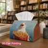 1pc, 2D Flat Printing, Tissue Box with Seagull And French Fries Pattern, Suitable for Home, Car, And Party Decoration Tissue Holder, Perfect for Chris