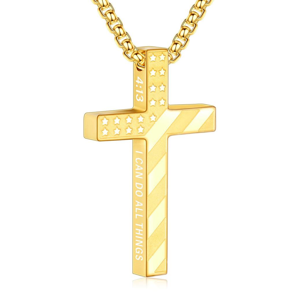 Fashion Trend Cross Stainless Steel Necklace Amazon Personality Hip Hop Pendant Men's Necklace Accessories