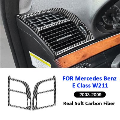 Panel Deski Rozdzielczej Samochodu z Włókna Węglowego Lewy Prawy Ramka Panelu Nawiewu Dekoracyjna Naklejka Dla Mercedes Benz Klasa E W211 2003-2009