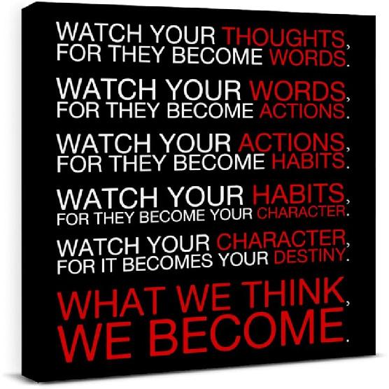 pirational Farmhouse Canvas Print Wall Art Decor One Small Positive Thought in the Morning Can Change Your Whole Day Sign Painting Plaque Rustic Home