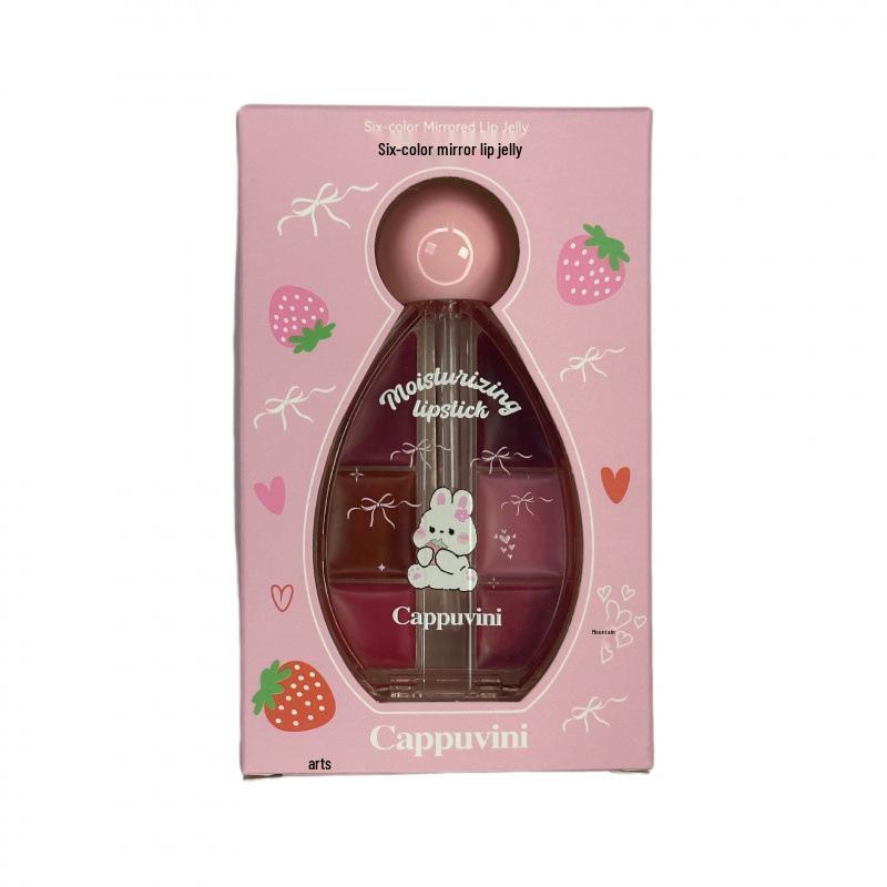 CAPPUVINI Six-Color Mirror Lip Gloss: Multi-use Watery Glass Lip Glaze for Flawless Color Makeup.