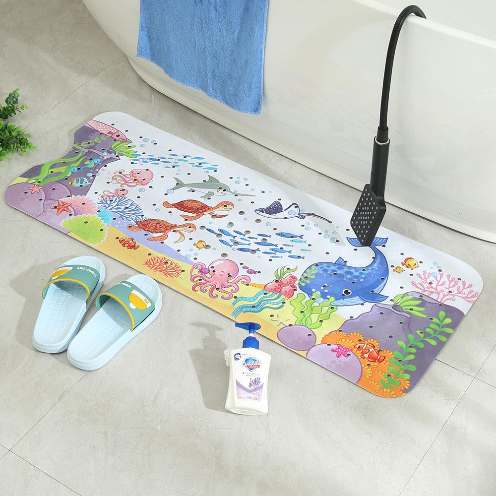 Tappetino antiscivolo in PVC per vasca da bagno - Sott'acqua, Cartoon Esteso, Tappetino da Pavimento per Bambini, 100x40cm