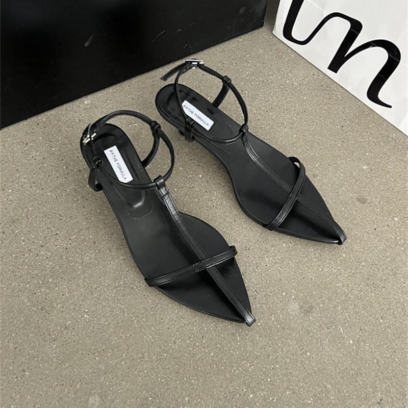 

Модные женские сандалии бренда Bailamos, модные сандалии с узкими ремешками на низком каблуке, женские гладиаторские туфли с острым носком и ремешком на щиколотке, сандалии, обувь для женщин 39 чёрный