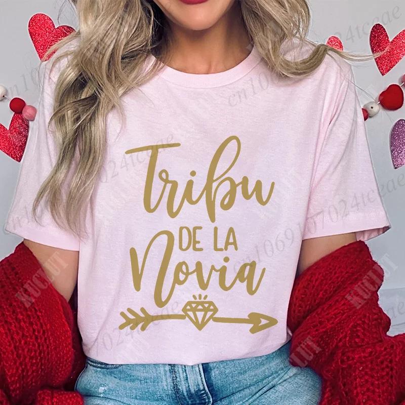 Team Bride Tribe T-Shirt Junggesellinnenparty Shirt für Spanische Brautparty Hochzeitsfeier Oberteile Brautjungfer Kurzarm T-Shirts