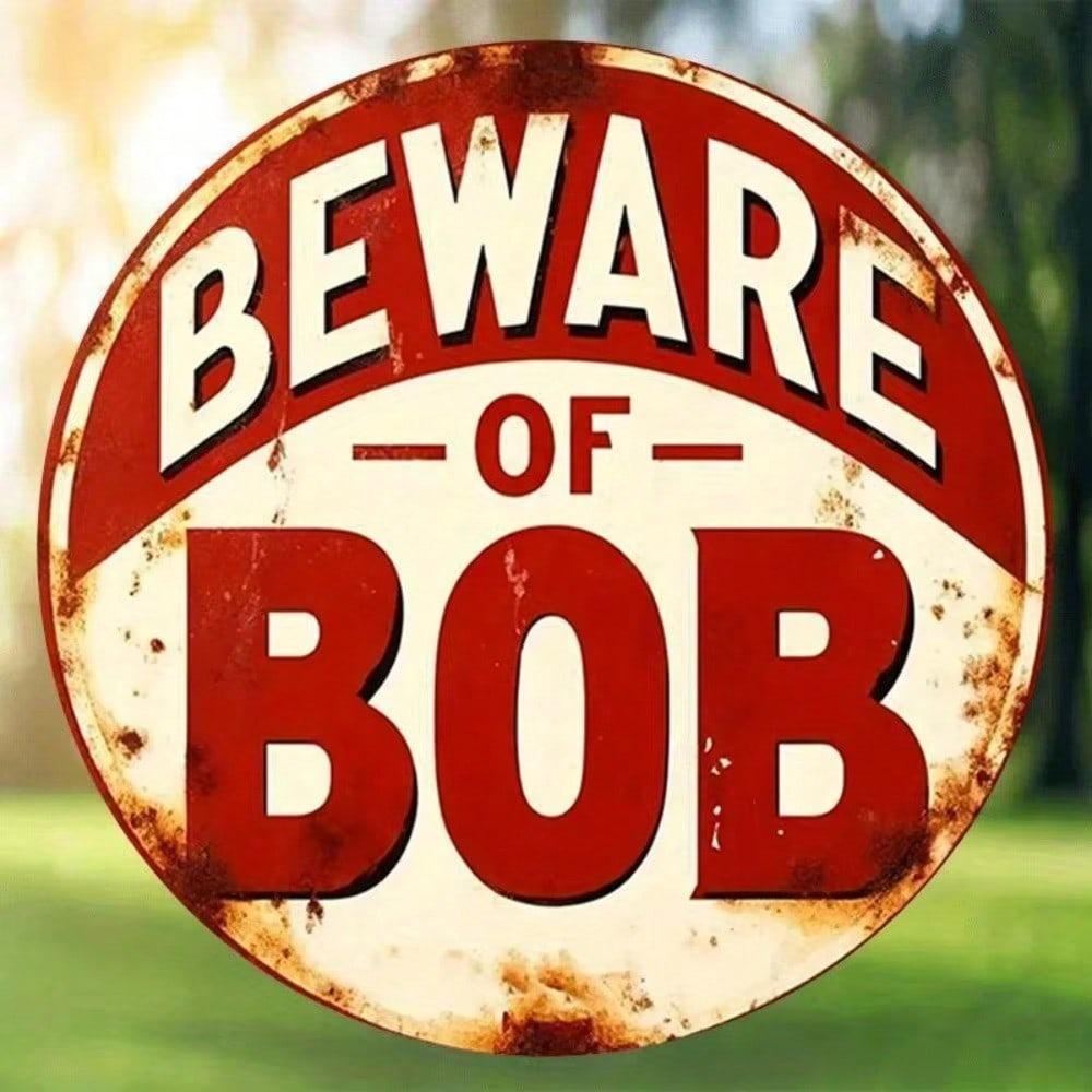 Vintage Round Beware Of Dog Metal Sign Wall Art Home Bar Pub Club Decor