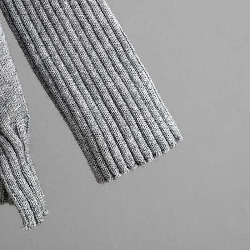 Women's Autumn And Winter Fashion Suit Casual Solid Color Loose Knit Half High Neck Sweater Two Piece Set