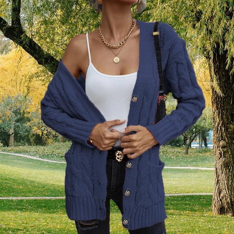 Women's Knit Cardigan Sweater Long Sleeve Button Front Open Front Casual Loose Fit Coat