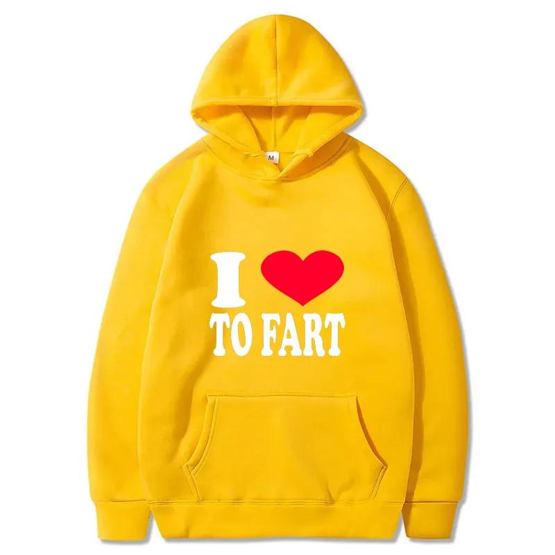 

2024 Новая мужская толстовка с капюшоном I Love To Fart Printed Pullover Funny Top Men Women Cotton Free Top Clothing O-Neck Airy Hoody 4XL