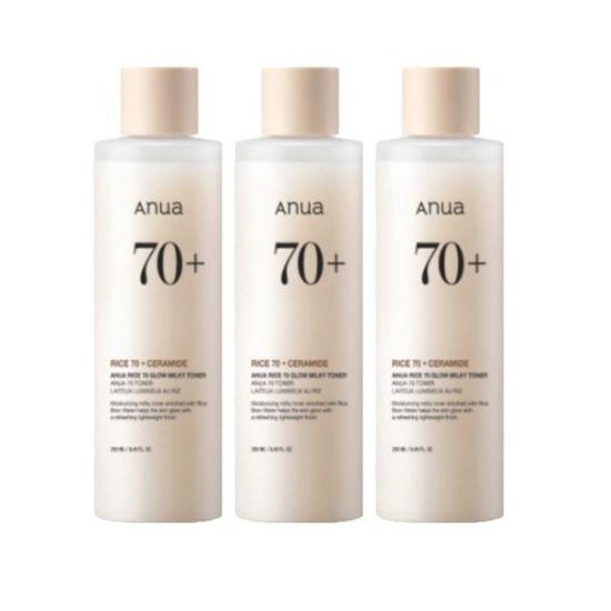 

Anua Rice 70 Glow Milky Toner Brightening Hydrating Skin Prep Toner Set 250ml x 3