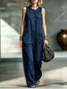 2026 summer new European and American creative pocket fashion casual wide-leg women's jumpsuit
