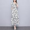 Slim-Fit Summer Plus Size Waist-Cinching Polyester Dress for Middle-Aged Women