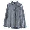 Spring Literature and Art Loose Cotton and Linen Plaid Embroidery Lapel Buckle Long-sleeved Shirt Women's Shirt Top