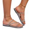 Women's Shoes Summer New Versatile Temperament Comfortable Flat Bottom Fashion Daily Rhinestone Cool Slippers