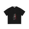 Black T-Shirt With Horse And Chinese Characters Print For Casual Wear