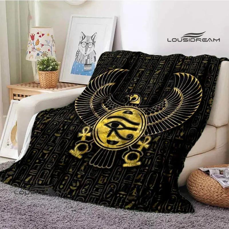 Egyptian Pictograph And Symbol Printing Blanket Fashion Warm Blankets Home Travel Soft And Comfortable Blanket Birthday Gift