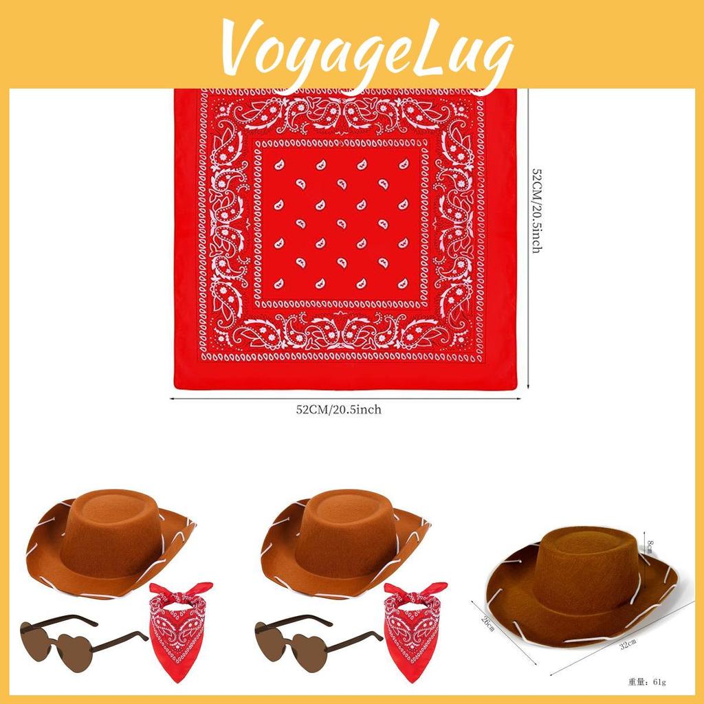 Color Solid Kids Western Cowboy Hat Glasses Bandana Accessories Holiday Party