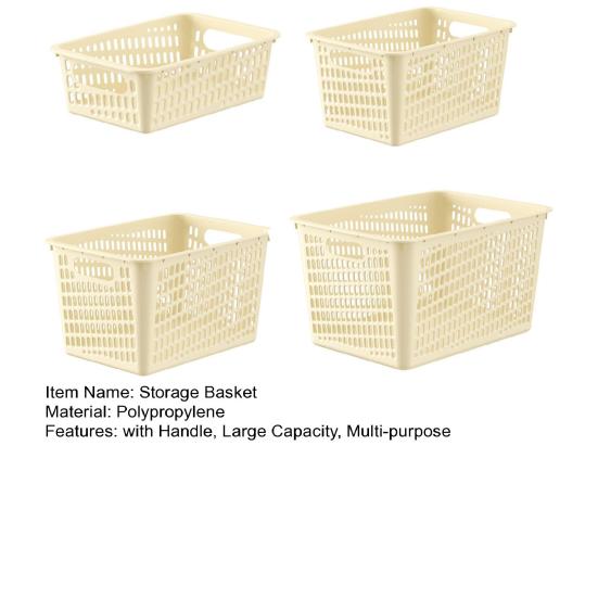 4Pcs Storage Baskets with Handle Large Capacity Hollow Breathable Stackable Decorative Toys Clothes Storage Containers