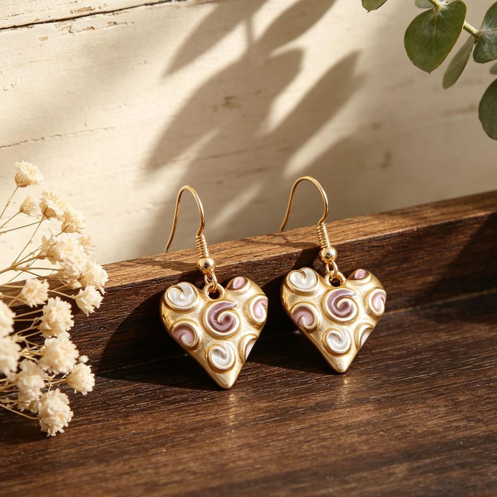 Love pure hand-painted earrings retro French niche high-end sense versatile daily earrings