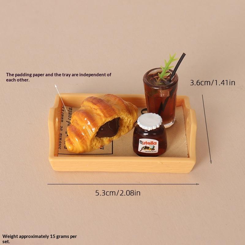 Realistic Dollhouse Miniature Coffee & Pastry Set Food Tray Accessory for Doll House Diorama Art Decor Collection Gift