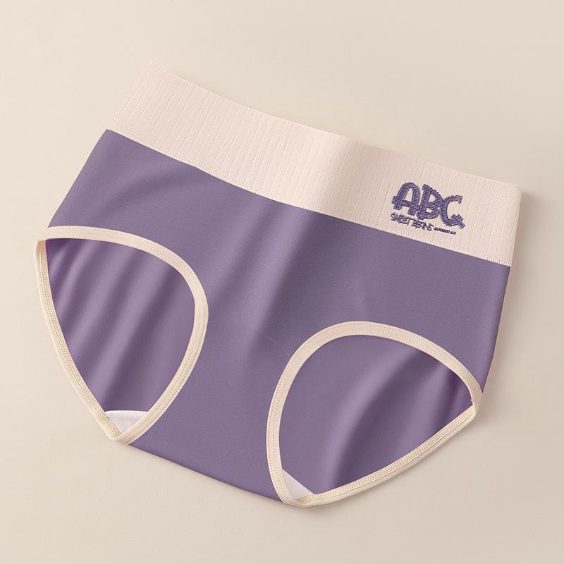 Plus Size Ladies Spring and Autumn Simple Embroidery Cotton High Waisted Briefs