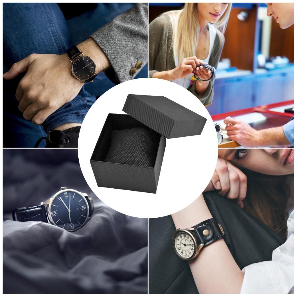 Geschenkbox Tragbares Uhrenaufbewahrungsetui Karton Schmuckverpackung Organizer Behälter mit Weichem Polster