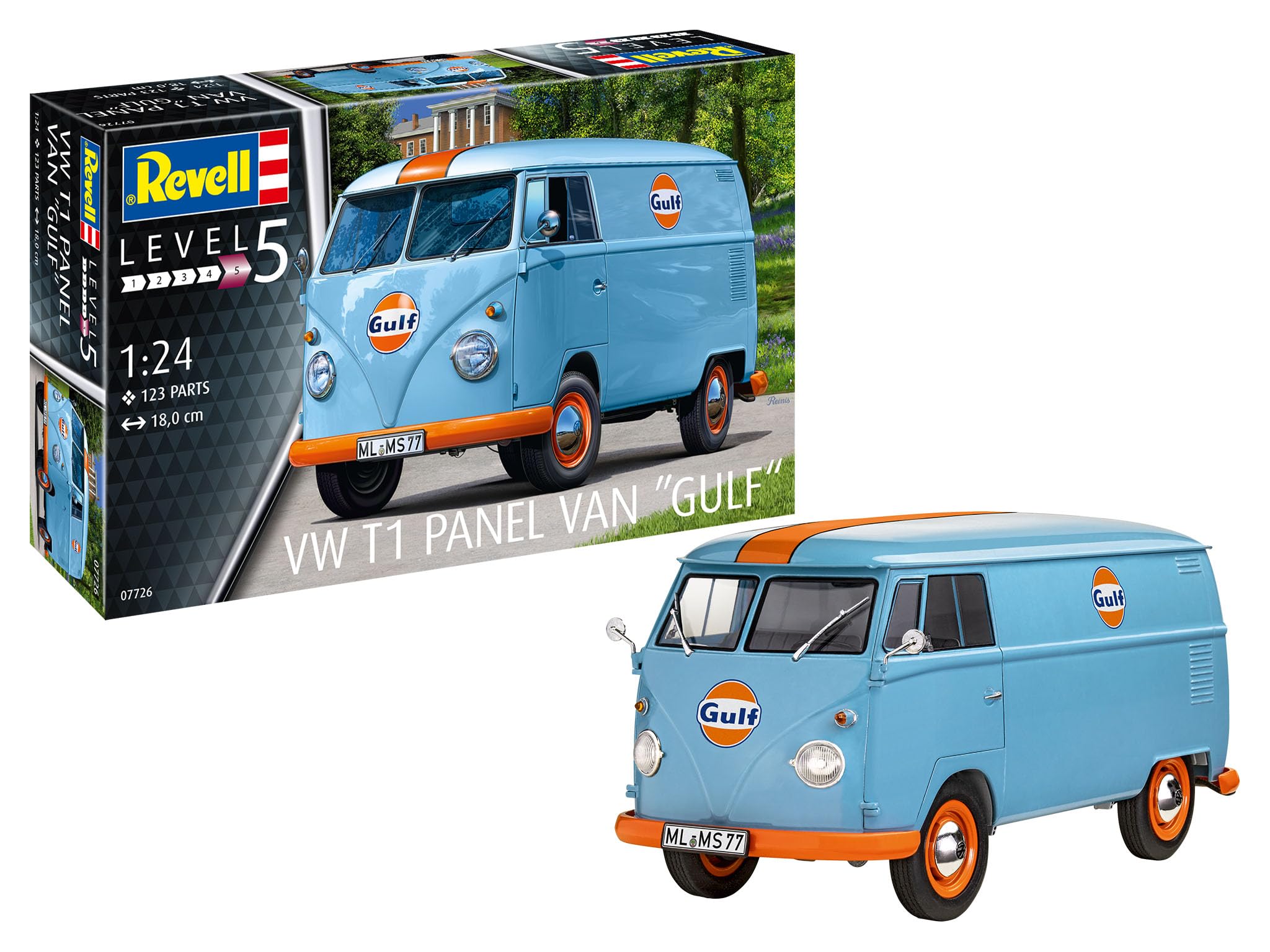 

Revell scale VW T1 Panel Van plastic model kit 07726 1/24 (Gulf)