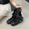 Summer New Niche Ballet Wind-cool Boots Women's Round Head Bow Medium Boots Hollow Western Pile Boots