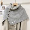 Winter Pullover Split Shawl Sweater for Women Knit Solid Color Turtleneck Scarf Casual Wear Cape Windproof Shoulder Wrap