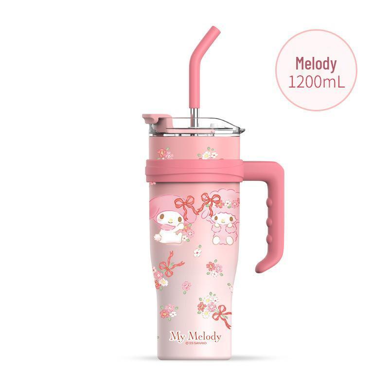 Sanrio Ice Buster Large Capacity Straw Cup - 2025 New Style Jumbo Thermos for Girls