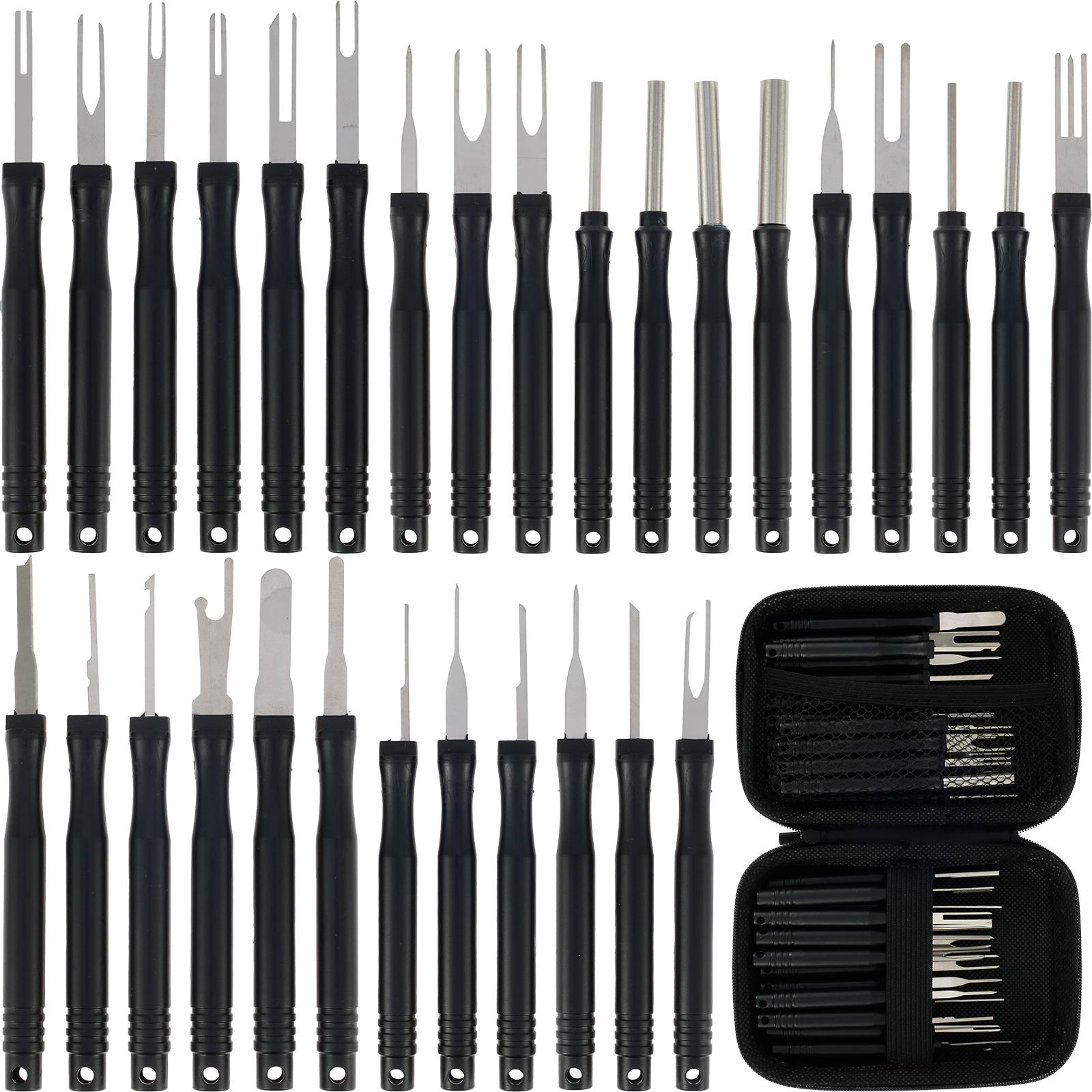 

18/30Pcs Terminal Pin Removal Tools Kit Stainless Steel Pin Extractor Tool Electrical Wiring Crimp Connector Pin Release Tools 18Pcs