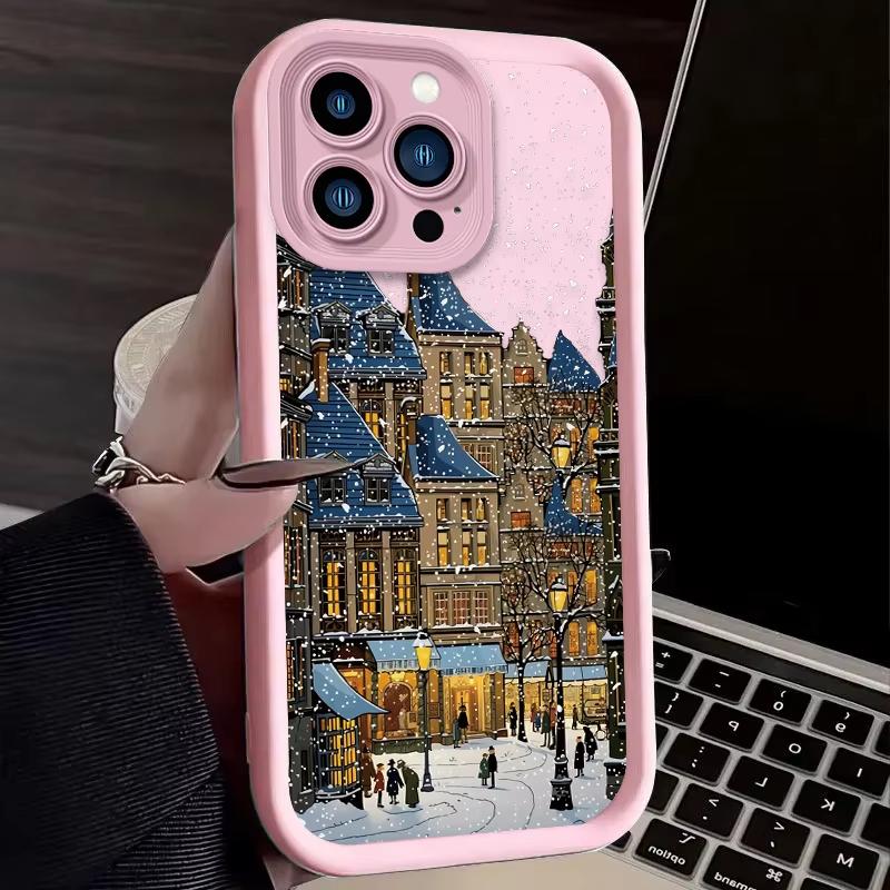 Winter Cartoon Kerst Stijl Sneeuw Telefoonhoesje Voor Samsung Galaxy S25 Ultra S24 S23 FE S22 Plus S21 A54 A55 Zachte Siliconen Cover
