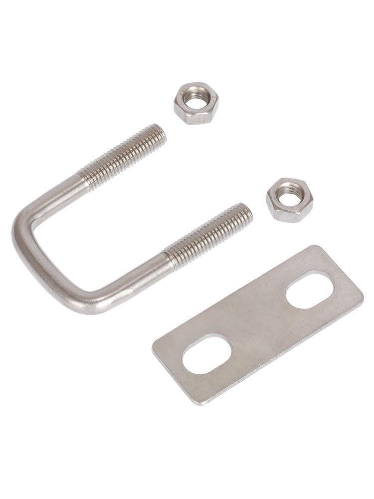 304 Stainless Steel U-Shaped Pipe Clamp Set with Baffle, Bolt, Screw Nut, and Saddle Clip