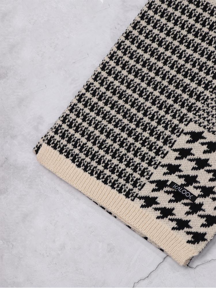 IKALOOK Houndstooth Check Pattern Color Block Scarf Amu138