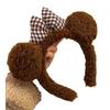 Cute Bow Knot Bear Ear Plush Headband, Face Washing Hair Tie, Cartoon Brown Hair Clip for Women, Hair Accessories