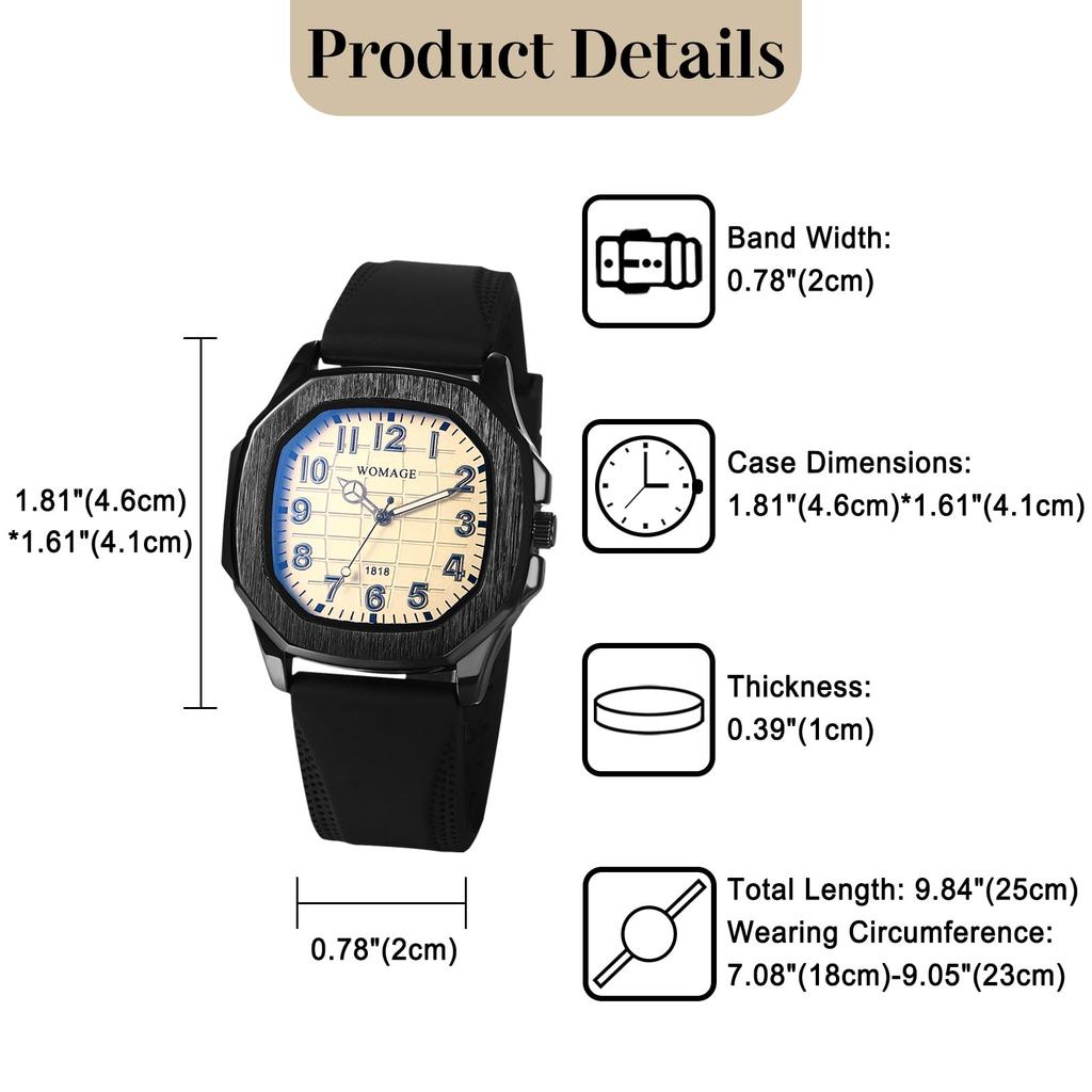 Men's Watch Silicone Sport Watch Stylish Waterproof Analog Quartz Rubber Band Men's Accessories - Birthday Christmas Valentine's Day Gift