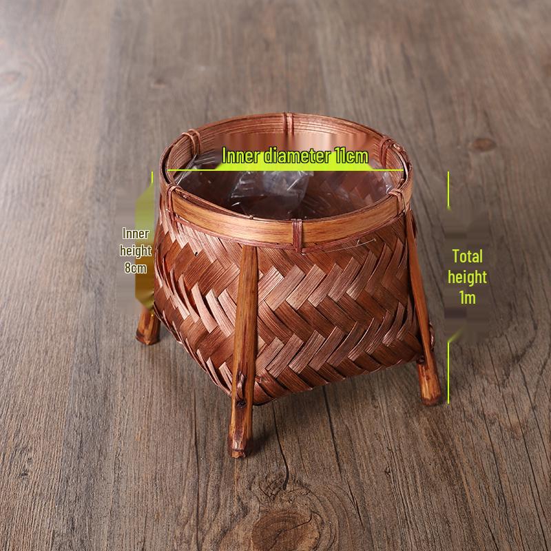 Pleciona z bambusa osłonka na doniczkę i wazon – Ręcznie robiony dekoracyjny koszyk do przechowywania kwiatów i koperku