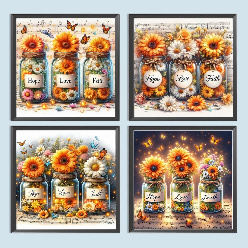 1pc DIY Paint by Number Kit Sunflower Frameless Canvas Wall Art Gift Idea