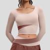 Women S Long Sleeve Tight Waist Exposed Yoga Top Slim Fit Sports Fitness Top