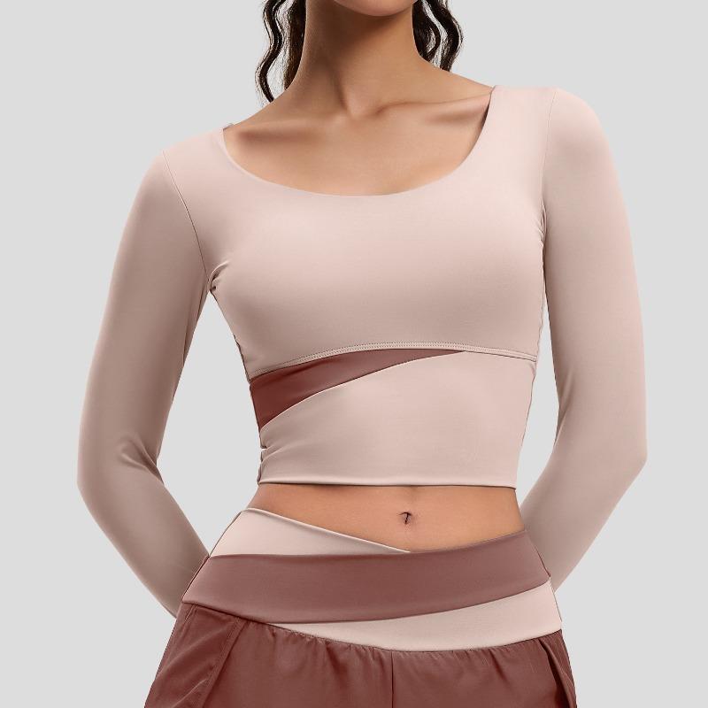 Women S Long Sleeve Tight Waist Exposed Yoga Top Slim Fit Sports Fitness Top