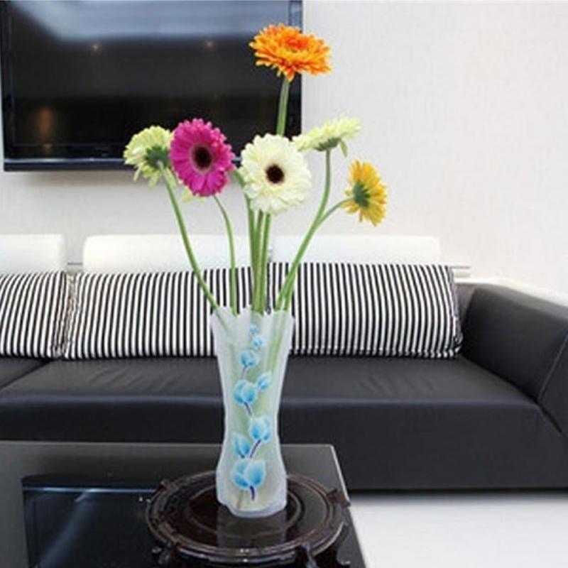 3Pcs Portable Eco-friendly Flower Cute Foldable Vase Wedding Office Home Decoration Random PVC Plastic Flower Vase