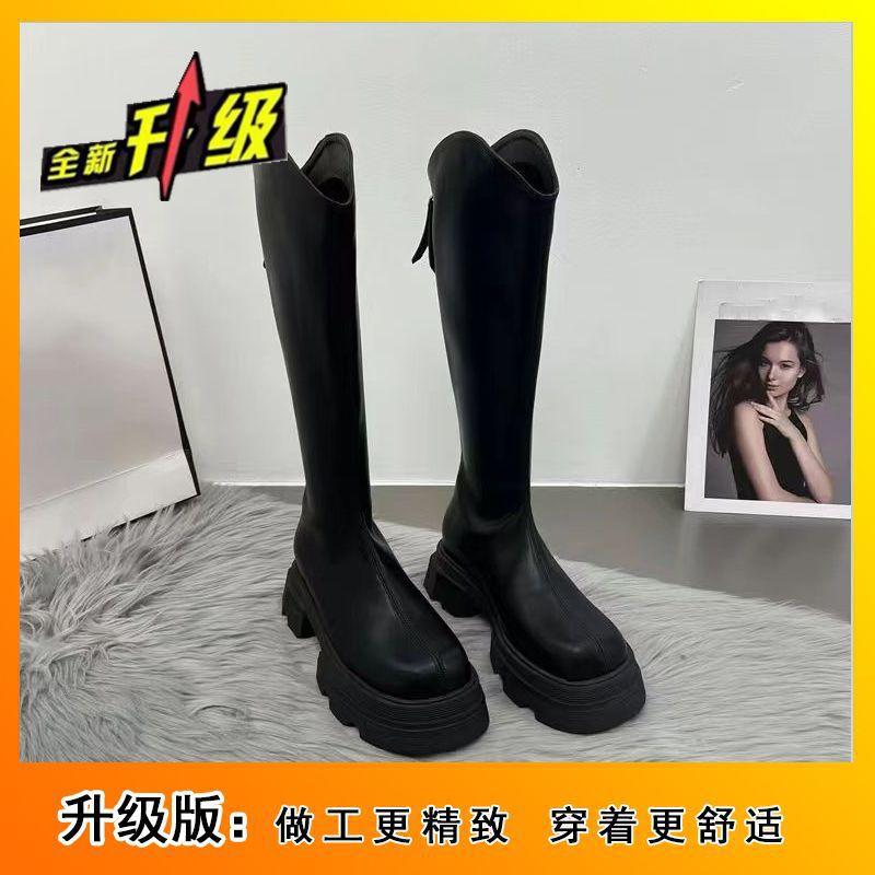 

Высокие рыцарские сапоги, но длинные сапоги женские 2025 новые осенне-зимние на толстой подошве, на толстом каблуке, до колена, с широким голенищем, длинные сапоги 40