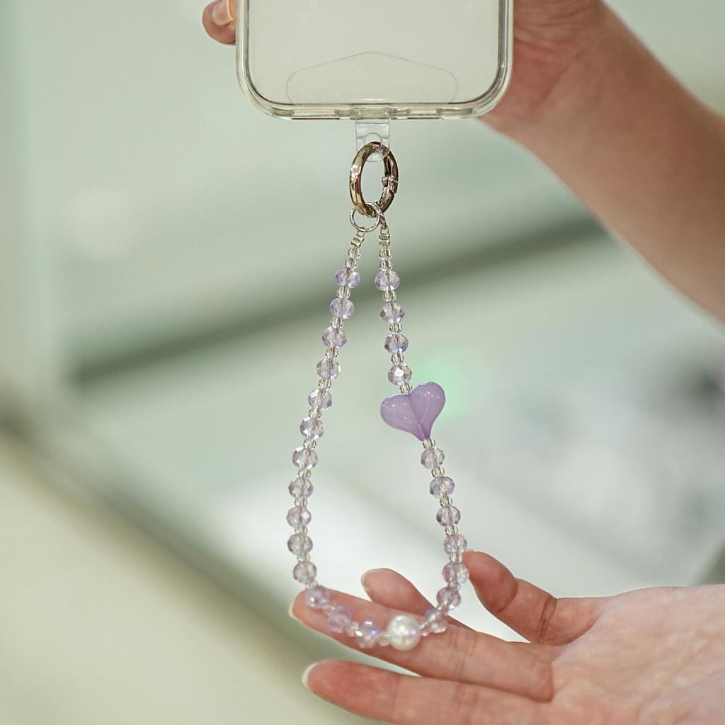 Creative Heart Beaded Cell Phone Lanyard - Handmade Mixed Style Wrist Chain