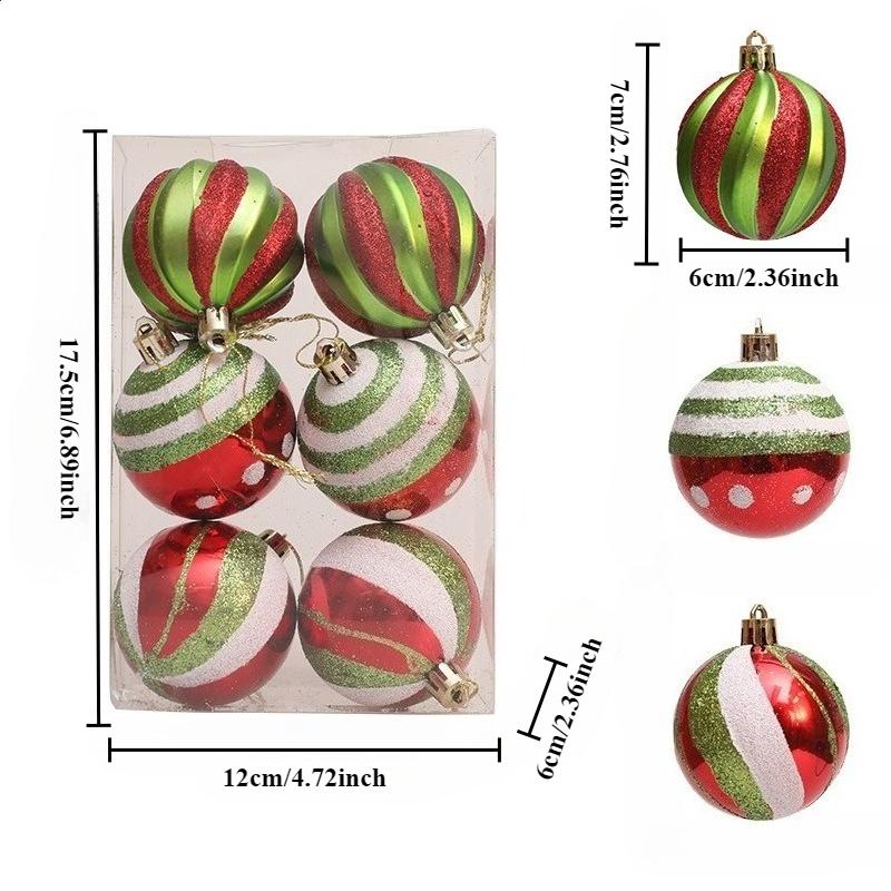 6cm Festival Christmas Balls Ornament Christmas Cheer Tree Balls Ornament with Fine Detailing Festival Hanging Bauble