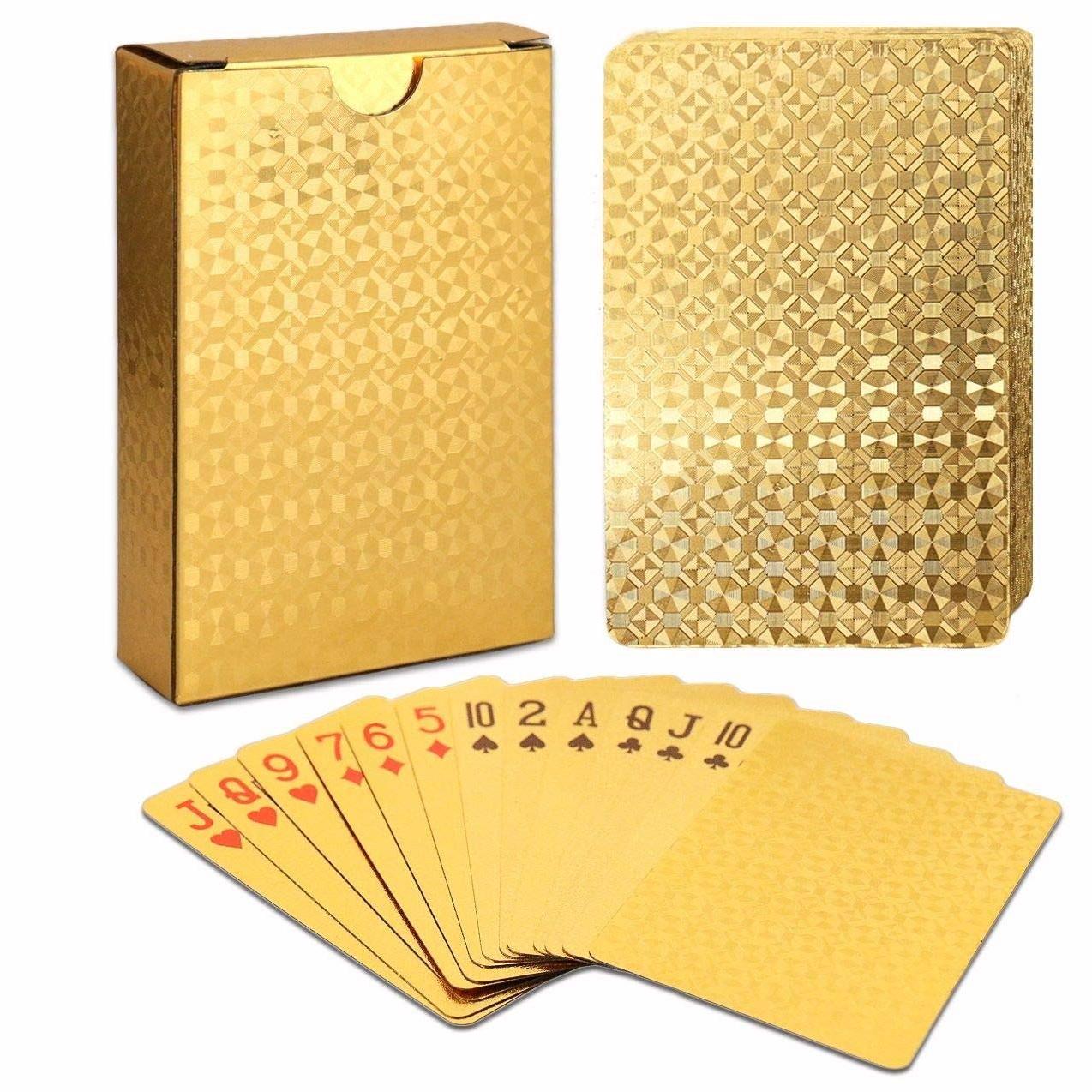 Premium gouden waterdichte speelkaarten, geweldig voor pokerfeestjes en -spellen, Halloween/Thanksgiving en kerstcadeaus
