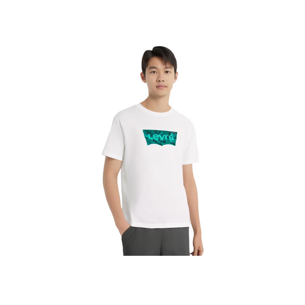 Levis Comfortable Casual Logo Print Round Neck Short Sleeve T-Shirt Men T-Shirts White 001AM-0004