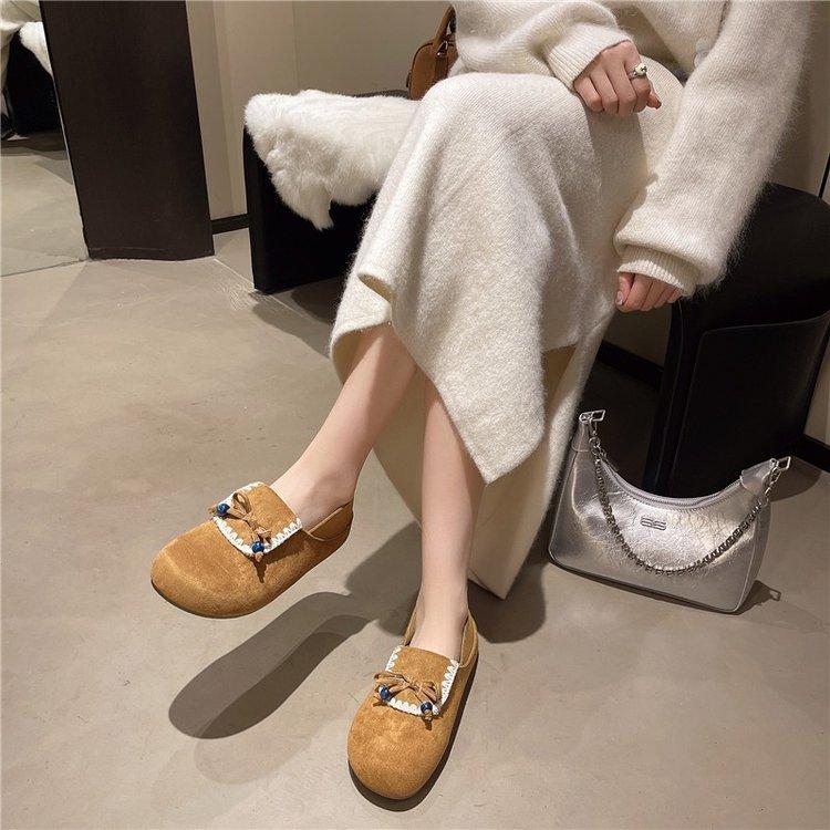[Yushilai] Retro Boken Shoes Women's 2025 Autumn New Kangaroo Shoes Fashion Temperament Pregnant Women's Casual Shoes
