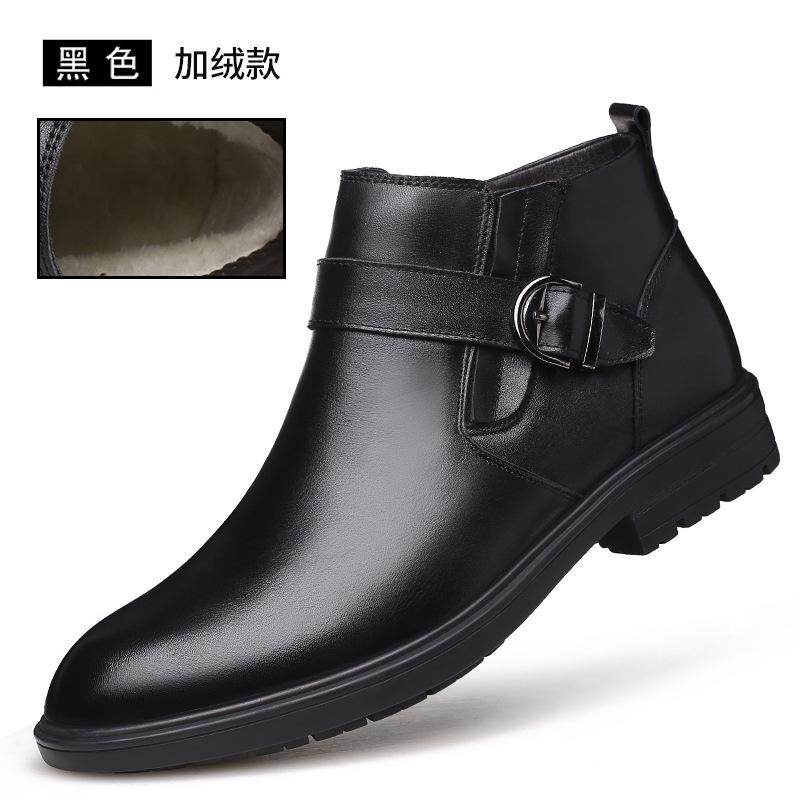 

Мужские осенние ботинки из натуральной кожи с мехом, зимние мужские модные ботильоны, деловые повседневные мужские зимние ботинки, рабочая обувь tyh6 6.5